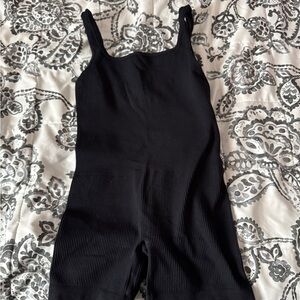 Black Ribbed Sleeveless Jumpsuit